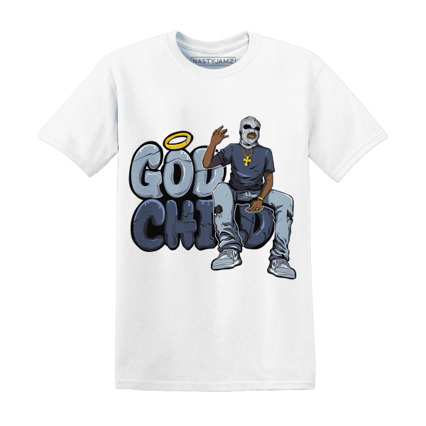 Mid Diffused Blue Grey 1s T Shirt Match God Child Jezsport.com