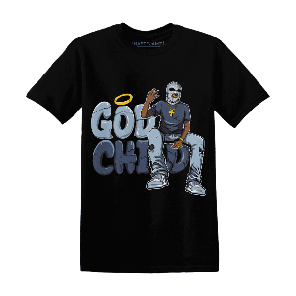 Mid Diffused Blue Grey 1s T Shirt Match God Child Jezsport.com