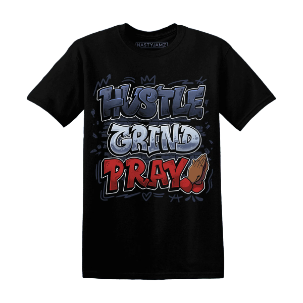 White Navy 6s T Shirt Match Hustle Grind Pray Jezsport.com