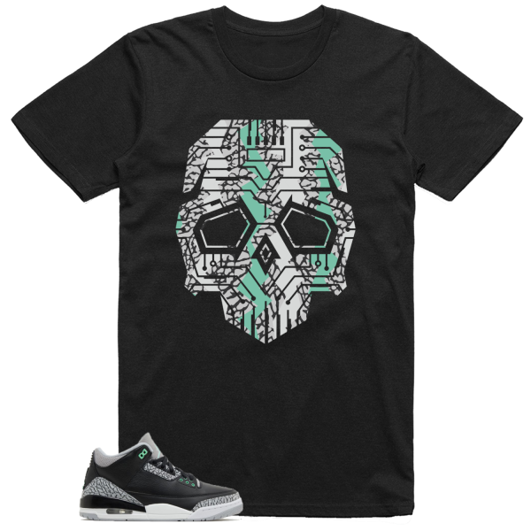 Jordan 3 Green Glow Shirt Skull Graphic Jezsport.com