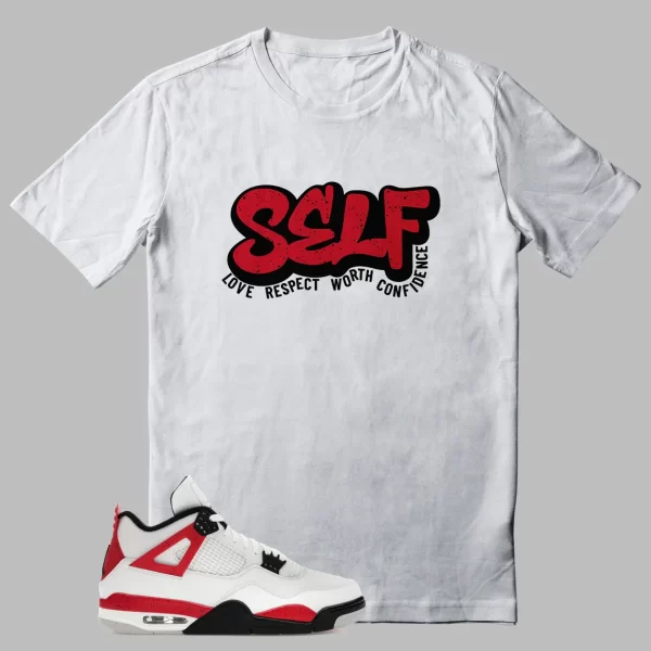 Jordan 4 Red Cement Self Love Graphic T-shirt Jezsport.com