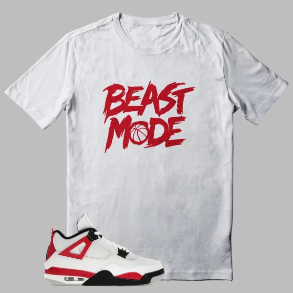 Jordan 4 Red Cement T-shirt Beast Mode Graphic Jezsport.com