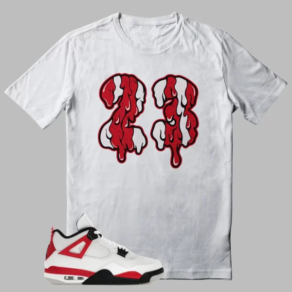 Jordan 4 Red Cement T-shirt Dripping 23 Graphic Jezsport.com