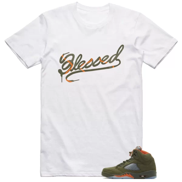 Jordan 5 Olive Shirt Blessed Graphic Jezsport.com