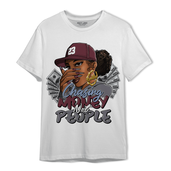 Burgundy 5s T Shirt Match Melanin Chasing Money Jezsport.com