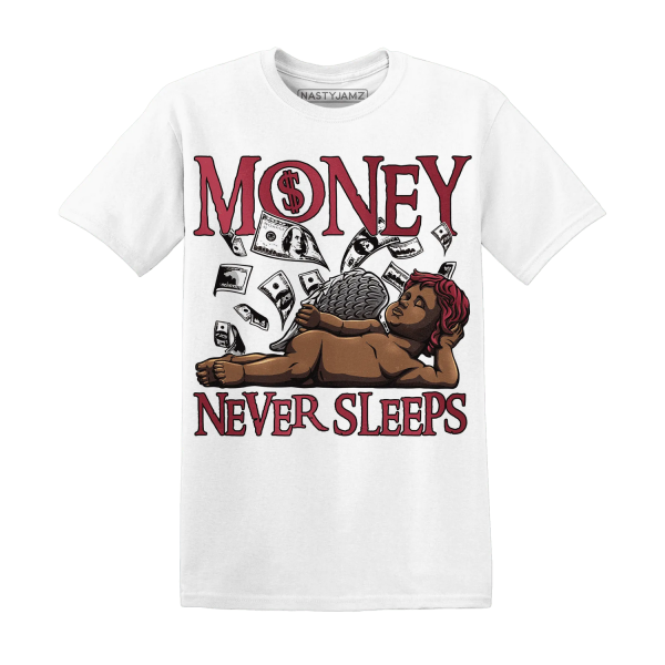 High 85 Metallic Burgundy 1s T Shirt Match Money Never Sleeps Jezsport.com