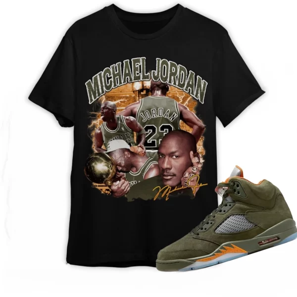 Jordan 5 Olive Shirt, Mj Stranger Shirt To Match Sneaker, Matching Jordan Shirt Jezsport.com