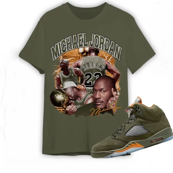 Jordan 5 Olive Shirt, Mj Stranger Shirt To Match Sneaker, Matching Jordan Shirt Jezsport.com