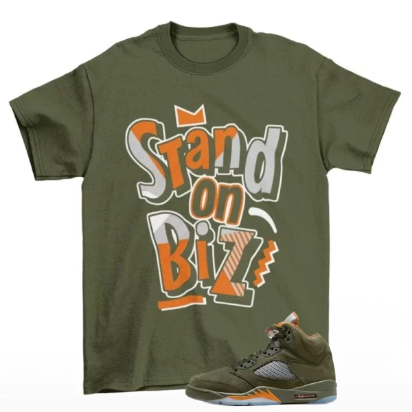 Jordan 5 Olive Army Solar Orange Shirt Match Strictly Biz Jordan 5 Olive Shirt, Matching Jordan Shirt Jezsport.com