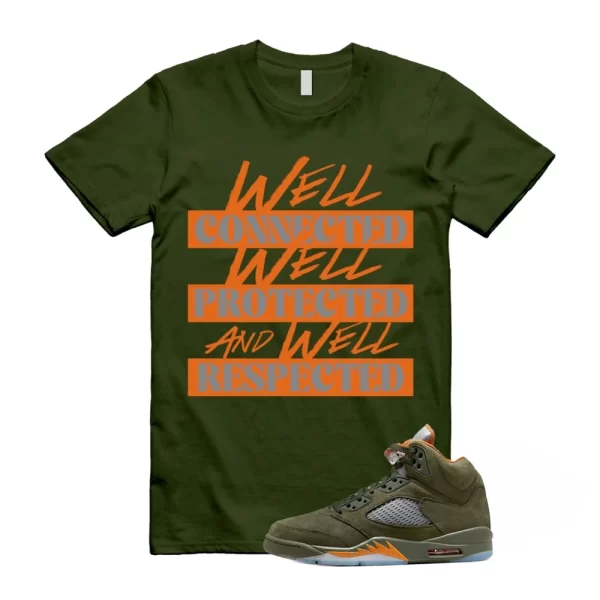 Jordan 5 Olive Army Solar Orange Shirt Match Well Jordan 5 Olive Shirt, Matching Jordan Shirt Jezsport.com