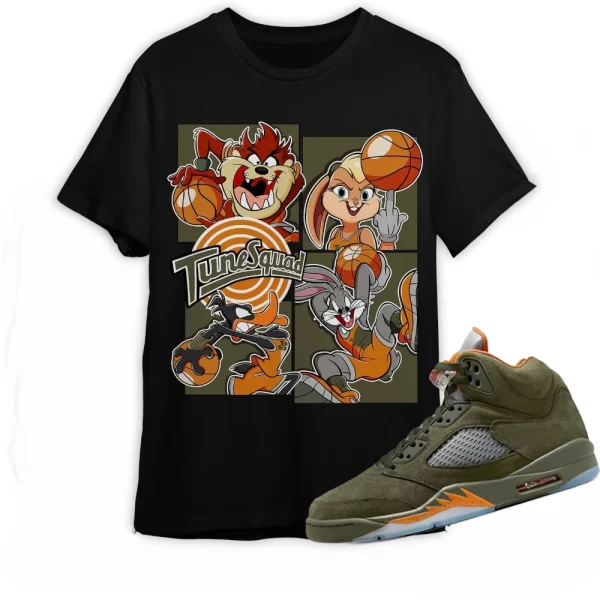 Jordan 5 Olive Army Solar Orange Shirt Match Bunny Basketball Jordan 5 Olive Shirt, Matching Jordan Shirt Jezsport.com