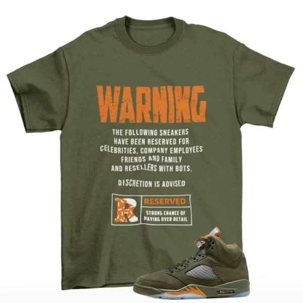 Jordan 5 Olive Army Solar Orange Shirt Match Reserved Jordan 5 Olive Shirt, Matching Jordan Shirt Jezsport.com