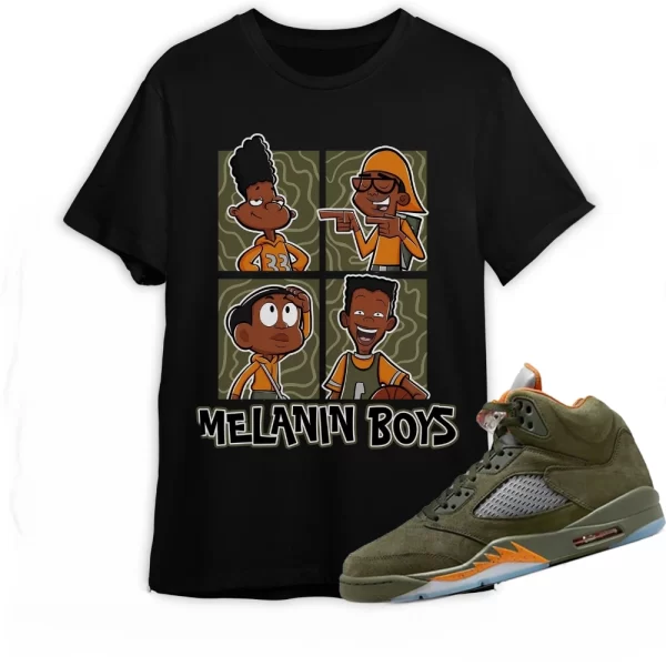 Jordan 5 Olive Shirt Black Boy 90S Shirt To Match Sneaker Green Olive Green And Orange Shirt, Matching Jordan Shirt Jezsport.com