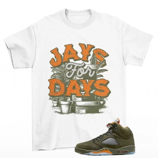 Stacked Jordan 5 Olive Shirt Retro Sneaker Matching Tee Shirt Green Olive Green And Orange Shirt, Matching Jordan Shirt Jezsport.com