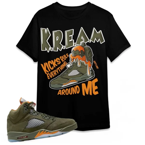 Jordan 5 Olive Shirt Kream Shirt In Military Green To Match Sneaker Shirt, Matching Jordan Shirt Jezsport.com