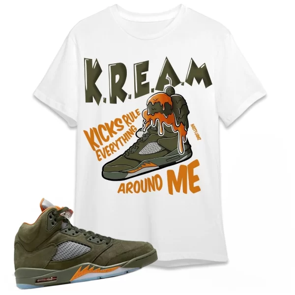 Jordan 5 Olive Shirt Kream Shirt In Military Green To Match Sneaker Shirt, Matching Jordan Shirt Jezsport.com