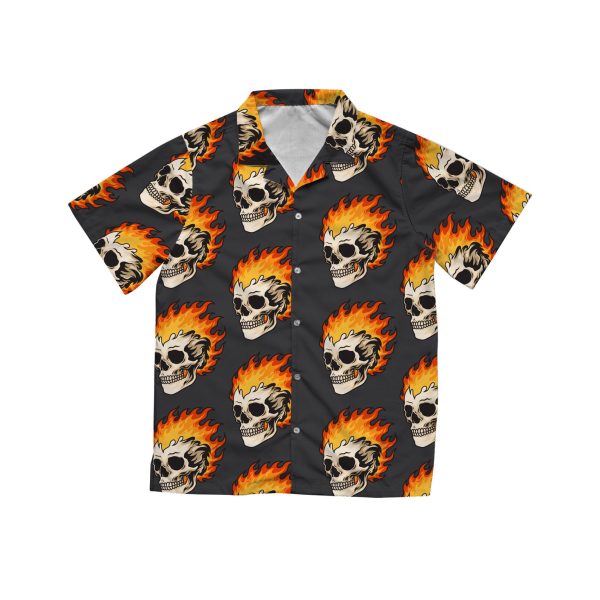 Skulls on Fire Hawaiian Shirt, Summer Shirt For Men and Women Jezsport.com