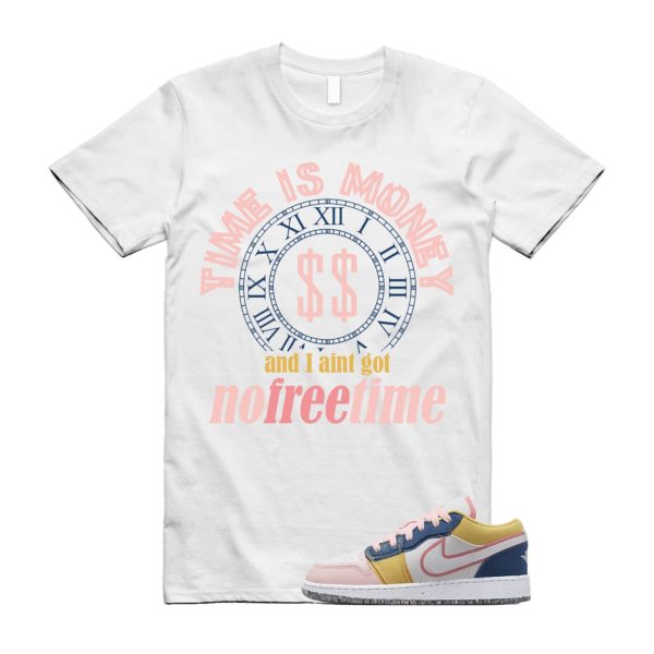 FREE TIME T Shirt to match Air J 1 Low GS Multi Color Canvas White Coral Chalk French Blue Topaz Gold Pink Bloom Hoodie Jezsport.com