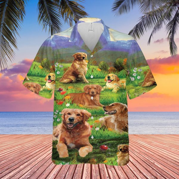 Golden Retriever Dad Hawaiian Shirt, Summer Shirt For Men and Women Jezsport.com