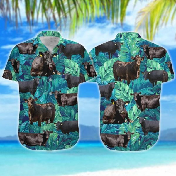 Black Angus Shirt, Cow Hawaiian Shirt, Summer Shirt For Men and Women Jezsport.com