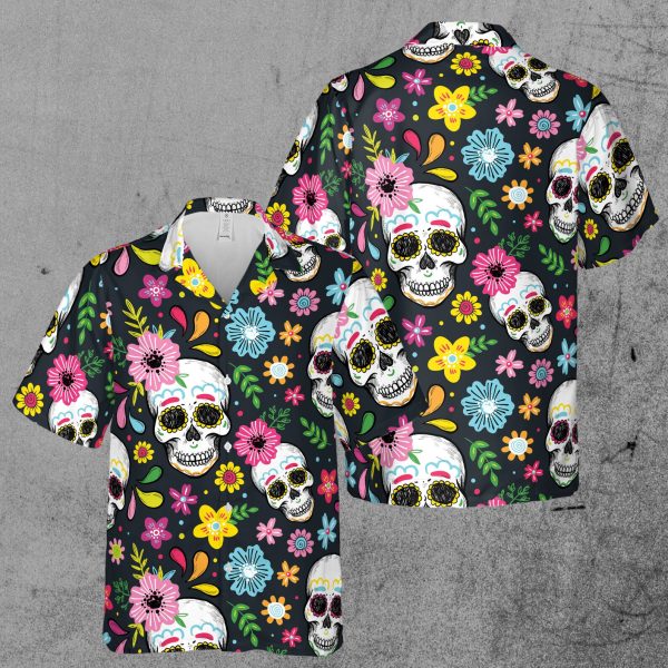 Funny Floral Skull Aloha Tropical Leaves Hawaiian Shirt, Summer Shirt For Men and Women Jezsport.com