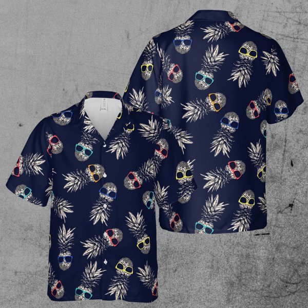 Tropical Pineapple Skull Wearing Sunglasses Aloha Hawaiian Shirt, Summer Shirt For Men and Women Jezsport.com