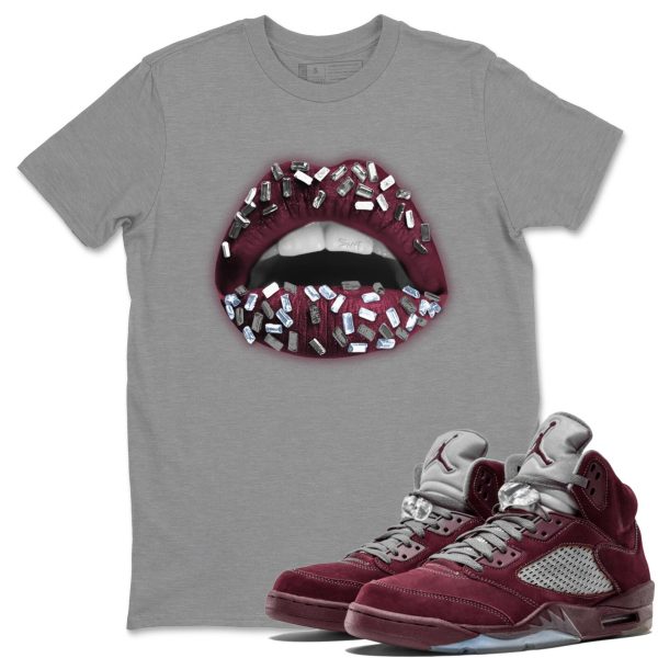 Lips Jewel Unisex Tees - Sneaker Shirt To Match 5s Burgundy Jezsport.com