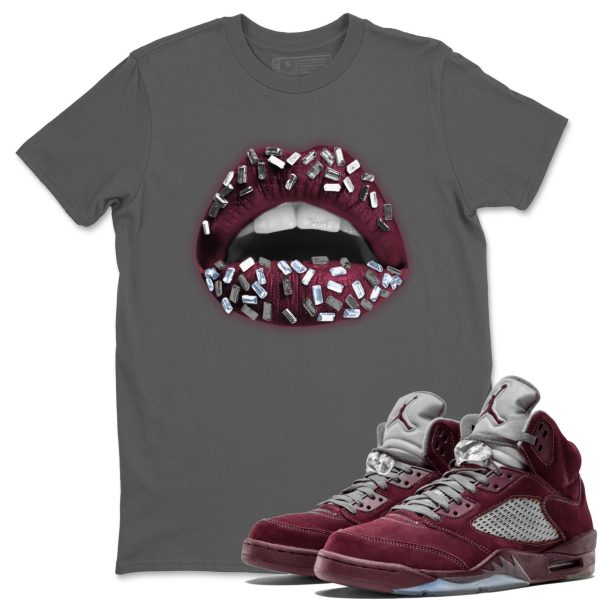 Lips Jewel Unisex Tees - Sneaker Shirt To Match 5s Burgundy Jezsport.com