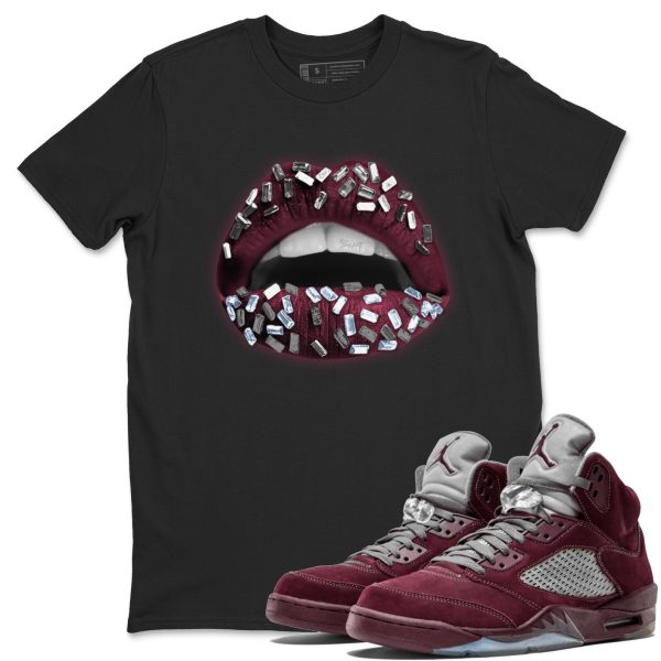 Lips Jewel Unisex Tees - Sneaker Shirt To Match 5s Burgundy Jezsport.com