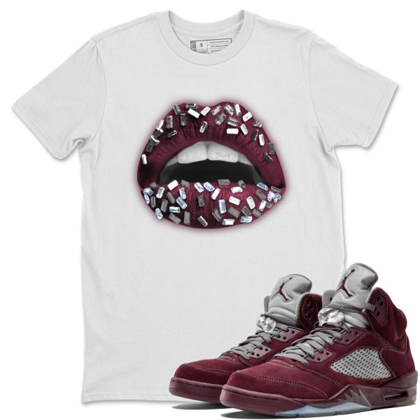 Lips Jewel Unisex Tees - Sneaker Shirt To Match 5s Burgundy Jezsport.com