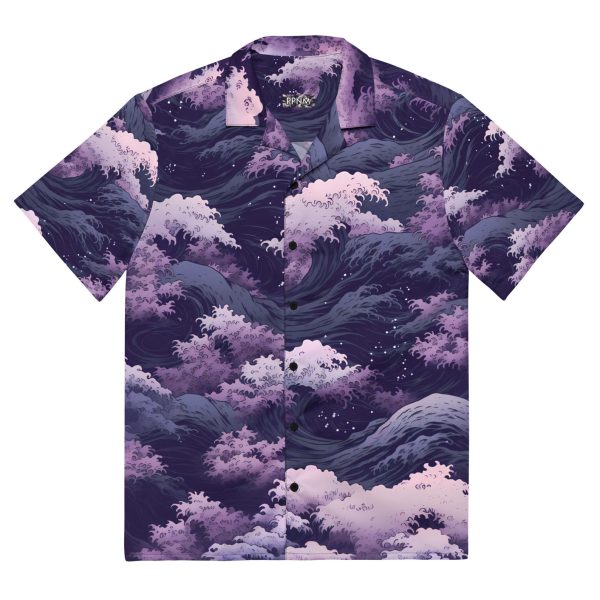 Premium Lightweight Button-Up Shirt, Purple Waves Hawaiian Shirt, Summer Shirt For Men and Women Jezsport.com