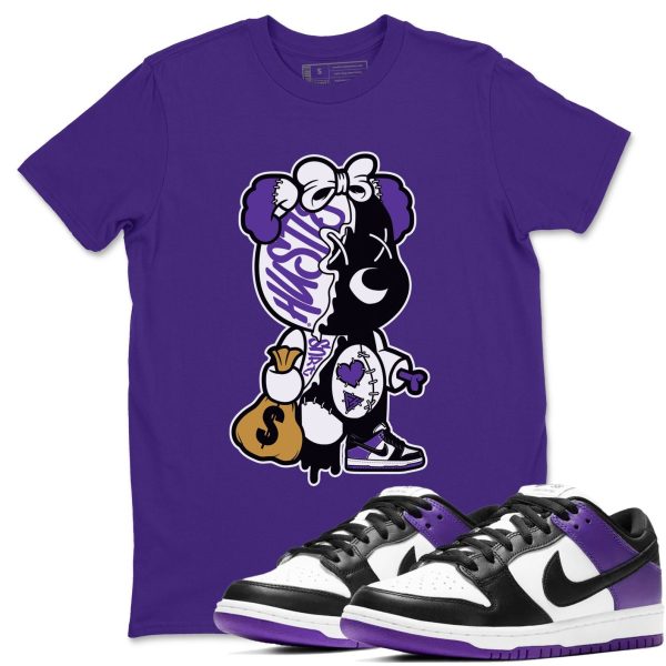 Stitched Hustle Bear Sneaker Tee - Shirt To Match Jordans Dunks Court Purple Jezsport.com