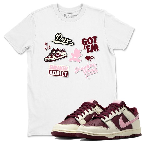 Sneakerhead Sticker Sneaker Tee - Casual Unisex Cotton Sneaker T-Shirt To Match Dunks Valentine's Day Jezsport.com