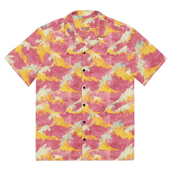 Premium Lightweight Button-Up Shirt, Pink and Yellow Hawaiian Shirt, Summer Shirt For Men and Women Jezsport.com