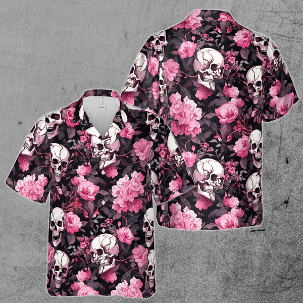 Colorful Ghostly Skull Flower Pattern Hawaiian Shirt, Summer Shirt For Men and Women Jezsport.com