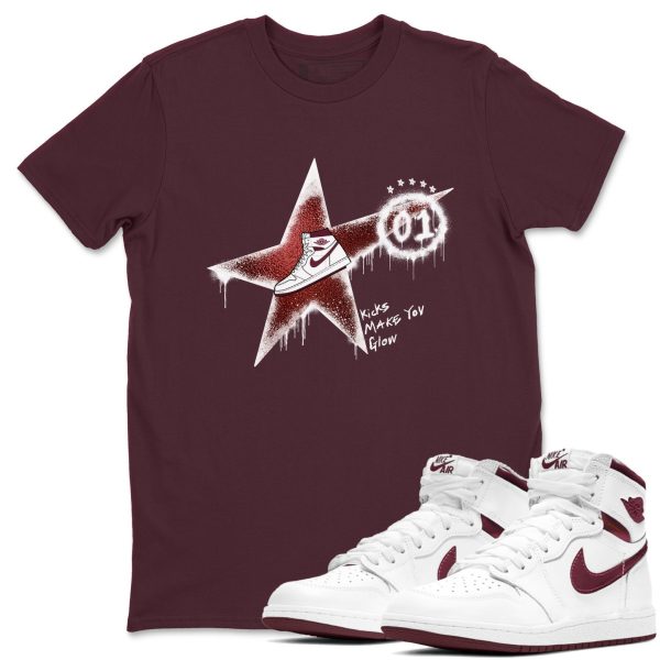 Kicks Make You Glow Unisex Shirts To Match Jordans AJ1 Metallic Burgundy Jezsport.com