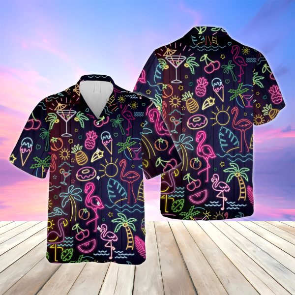 Neon Party Hawaiian Shirt, Beach Party 90s Vibes Button Down Shirt, Summer Shirt For Men and Women Jezsport.com