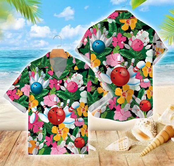 Tropical Bowling Hawaiian Shirt, Summer Vibes Bowler Button Down Shirt, Summer Shirt For Men and Women Jezsport.com