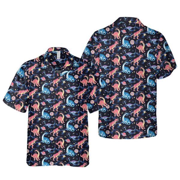 Dinosaur In Space Shirt, Dino Shirt, Dinosaur Hawaiian Shirt, Summer Shirt For Men and Women Jezsport.com