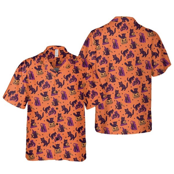 Halloween Horror Shirt, Witches Shirt, Black Cat Hawaiian Shirt, Summer Shirt For Men and Women Jezsport.com