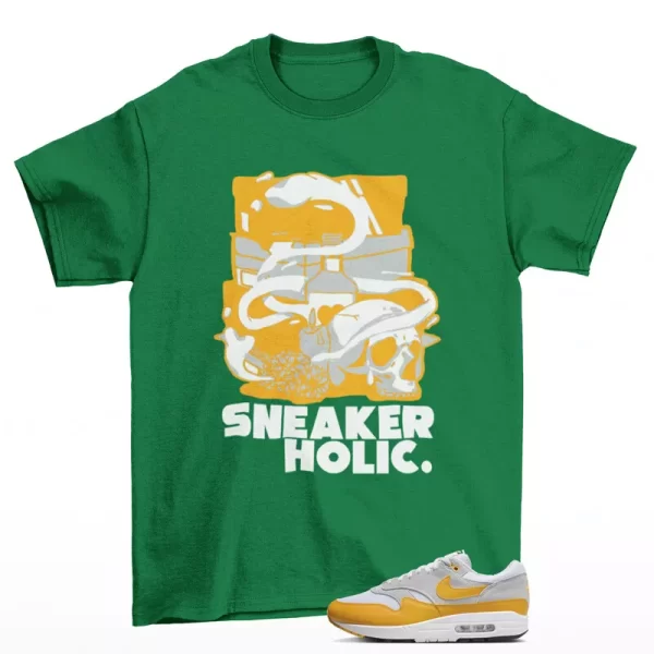 Sneaker Holic Shirt Green to Match Air Max 1 University Gold FZ5808-100 Jezsport.com