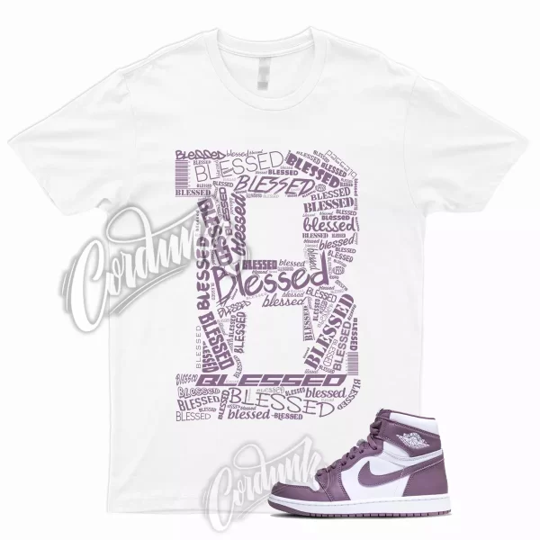 1 High OG Mauve Sky J White T Shirt to Match Sneakers BLESSED, DZ5485-105 Jezsport.com