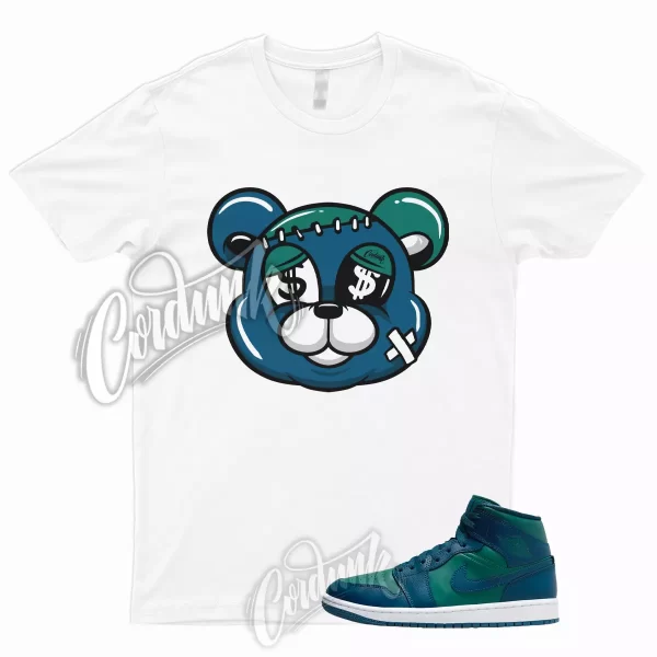 1 Mid Sky J Teal French Blue White T Shirt to Match Dunk Low Sneakers STITCH, BQ6472-301 Jezsport.com