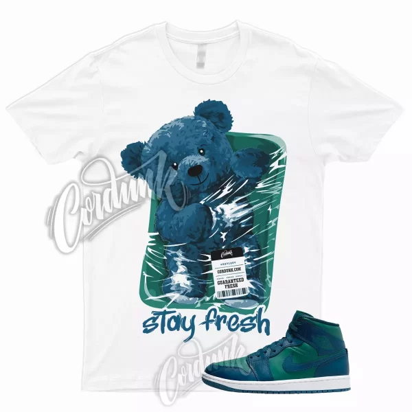 1 Mid Sky J Teal French Blue White T Shirt to Match Dunk Low Sneakers STAY, BQ6472-301 Jezsport.com