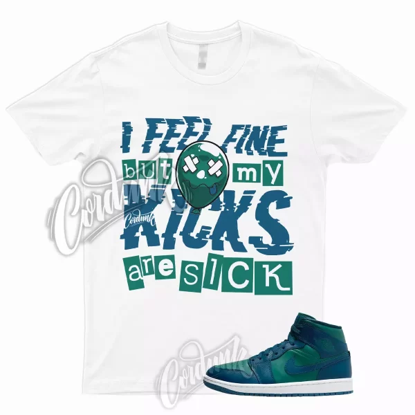 1 Mid Sky J Teal French Blue White T Shirt to Match Dunk Low Sneakers SICK, BQ6472-301 Jezsport.com