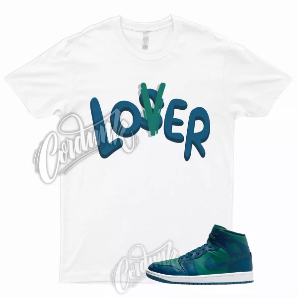 1 Mid Sky J Teal French Blue White T Shirt to Match Dunk Low Sneakers LOVER, BQ6472-301 Jezsport.com