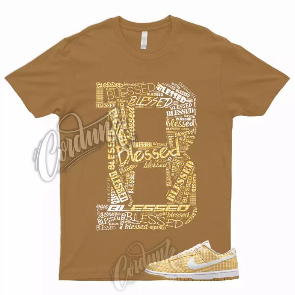 Dunk Low Yellow Gingham T Shirt Vivid Sulfur White Gum Light Brown Match BLESSED Jezsport.com