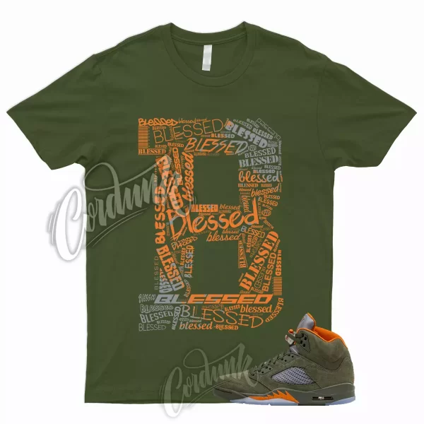 5 Olive Army Solar Orange Black Retro Green Sequoia Shirt Match BLESSED Jordan Jezsport.com