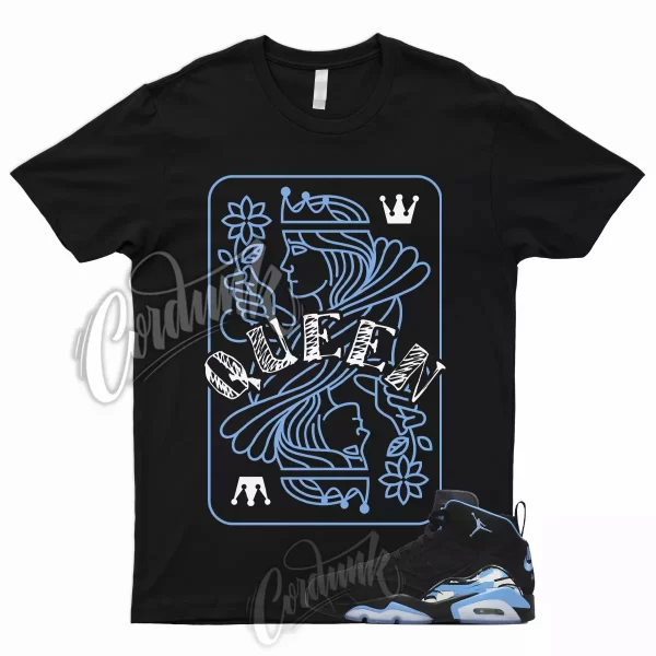 QUEEN T Shirt to Match MVP UNC University Blue Mid High Toe Dunk 1 Black White Jezsport.com