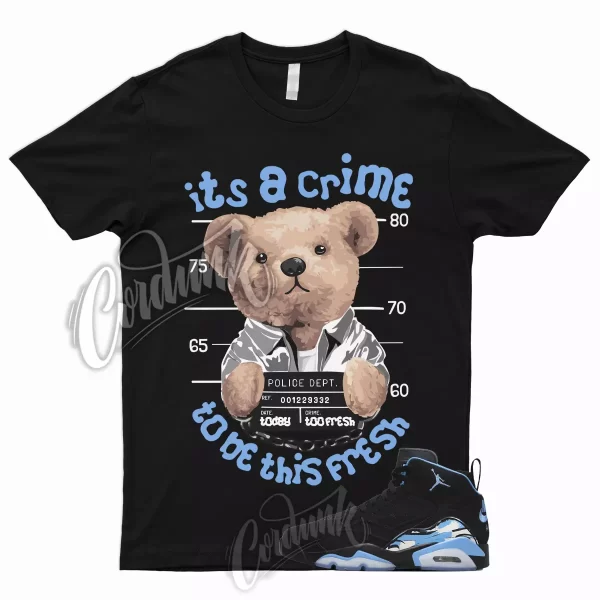 CRIME T Shirt to Match MVP UNC University Blue Mid High Toe Dunk 1 Black White Jezsport.com